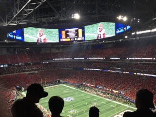 This photo was taken at the 2017 SEC Championship. The competing teams were Georgia and Auburn.